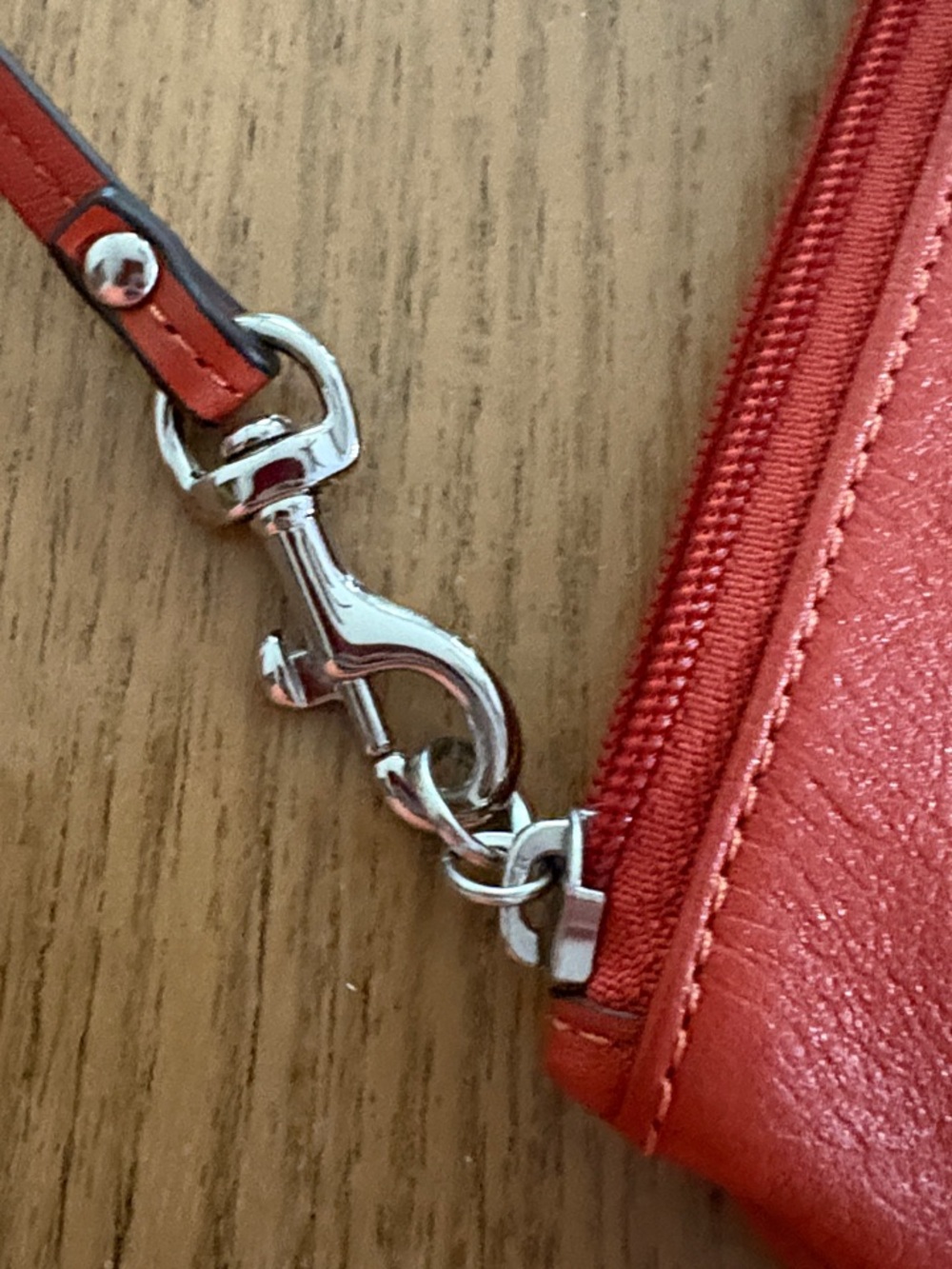 Coach Vermillion Leather Wristlet with Strap - Picture 6 of 6